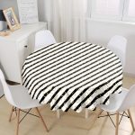 - MasaYuv-8326-Gorsel1 - Realhomes  Beyaz Zemin Üzerinde Gold Detaylı Kalp Desenli Modern Yuvarlak Masa Örtüsü - Çap 140cm Realhomes