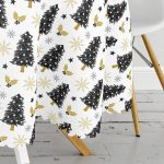 Beyaz Zemin Üzerinde Çamağacı Desenli Dijital Baskılı Modern Yuvarlak Masa Örtüsü - Çap 140cm Realhomes