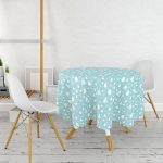 Renkli Zemin Üzerinde Yılbaşı Desenli Dijital Baskılı Modern Yuvarlak Masa Örtüsü - Çap 140cm Realhomes