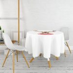 Modern Geyik Desen Dijital Baskılı Yuvarlak Masa Örtüsü - Çap 140cm Realhomes