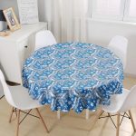 - MasaYuv-8401-Gorsel1 - Realhomes Renkli Zeminli Kartanesi Desenli Dijital Baskılı Modern Yuvarlak Masa Örtüsü - Çap 140cm Realhomes