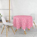 Rengarenk Zemin Üzerinde Beyaz Çiçek Desenli Yuvarlak Masa Örtüsü - Çap 140cm Realhomes