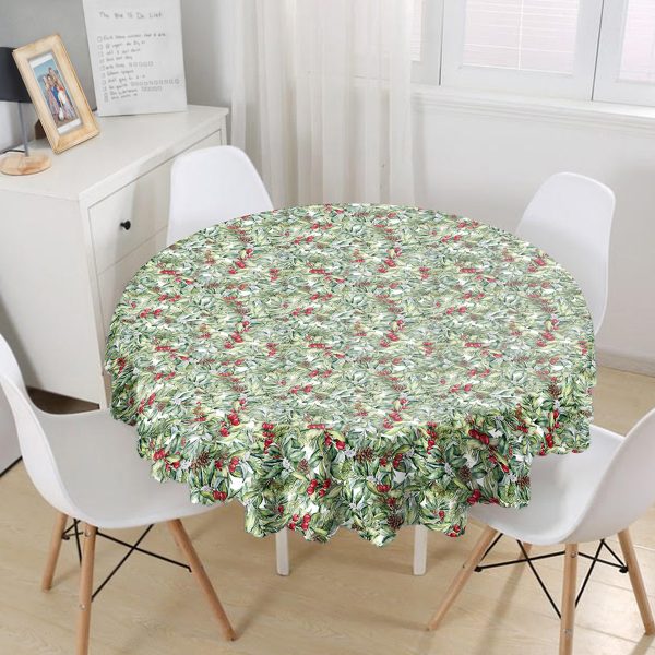 - MasaYuv-8467-Gorsel1 - Realhomes  Geometrik Açık Pudra Renkli Modern Yuvarlak Masa Örtüsü - Çap 140cm Realhomes