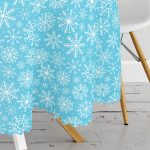 - MasaYuv-8476-Gorsel3 - Realhomes Mavi Zeminli Beyaz Kartanesi Desenli Dijital Baskılı Modern Yuvarlak Masa Örtüsü - Çap 140cm Realhomes