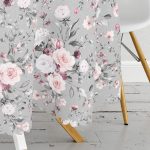 Rengarenk Zemin Üzerinde Çiçek Desenli Dijital Baskılı Modern Yuvarlak Masa Örtüsü - Çap 140cm Realhomes