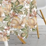 - MasaYuv-8505-Gorsel3 - Realhomes  Beyaz Zeminli Sonbahar Yaprak Desenli Dijital Baskılı Modern Yuvarlak Masa Örtüsü - Çap 140cm Realhomes