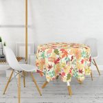 RealHomes Dijital Baskılı Yuvarlak Masa Örtüsü - Çap 140cm Realhomes