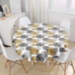 - MasaYuv-8515-Gorsel1 - Realhomes Beyaz Zemin Üzerinde Rengarenk Çiçek Desenli Yuvarlak Masa Örtüsü - Çap 140cm Realhomes