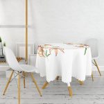 Beyaz Zemin Üzerinde Rengarenk Çiçek Desenli Yuvarlak Masa Örtüsü - Çap 140cm Realhomes