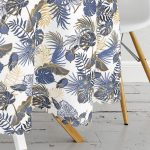 - MasaYuv-8574-Gorsel3 - Realhomes Beyaz Zemin Üzerinde Gold Detaylı Yaprak Desenli Modern Yuvarlak Masa Örtüsü - Çap 140cm Realhomes