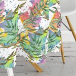 - MasaYuv-8575-Gorsel3 - Realhomes Beyaz Zemin Üzerinde Renkli Soyut Desenli Yuvarlak Masa Örtüsü - Çap 140cm Realhomes