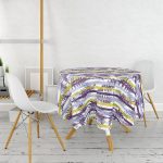 Beyaz Zemin Üzerinde Renkli Çizgi Desenli Yuvarlak Masa Örtüsü - Çap 140cm Realhomes