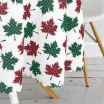 Beyaz Zemin Üzerinde Ekoseli Sonbahar Yaprak Desenli Yuvarlak Masa Örtüsü - Çap 140cm Realhomes