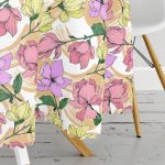 - MasaYuv-8655-Gorsel3 - Realhomes  Beyaz Zemin Üzerinde Çiçek Desenli Dijital Baskılı Modern Yuvarlak Masa Örtüsü - Çap 140cm Realhomes