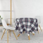 - MasaYuv-8669-Gorsel2 - Realhomes Beyaz Zemin Üzerinde Renkli Ekose Desenli Yuvarlak Masa Örtüsü - Çap 140cm Realhomes