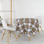 Beyaz Zemin Üzerinde Renkli Ekose Desenli Yuvarlak Masa Örtüsü - Çap 140cm Realhomes