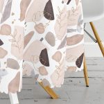 Beyaz Zemin Üzerinde Soft Renkli Yaprak Motifli Modern Yuvarlak Masa Örtüsü - Çap 140cm Realhomes