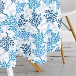 Beyaz Zeminli Mavi Renkli Deniz Otu Dijital Baskılı Modern Yuvarlak Masa Örtüsü - Çap 140cm Realhomes