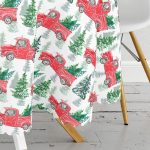 Beyaz Zemin Üzerinde Çamağacı Desenli Dijital Baskılı Modern Yuvarlak Masa Örtüsü - Çap 140cm Realhomes