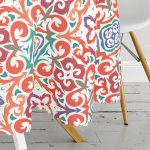 Beyaz Zemin Üzerinde Çini Desenli Dijital Baskılı Modern Yuvarlak Masa Örtüsü - Çap 140cm Realhomes