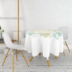 Beyaz Zeminli Deniz Yıldızı Desenli Dijital Baskılı Modern Yuvarlak Masa Örtüsü - Çap 140cm Realhomes