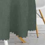 - MasaYuv-8807-Gorsel3 - Realhomes Renkli Zemin Üzerinde Yaprak Desenli Dijital Baskılı Modern Yuvarlak Masa Örtüsü - Çap 140cm Realhomes