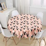 Renkli Zemin Üzerinde Yaprak Desenli Dijital Baskılı Modern Yuvarlak Masa Örtüsü - Çap 140cm Realhomes