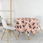 Renkli Zemin Üzerinde Yaprak Desenli Dijital Baskılı Modern Yuvarlak Masa Örtüsü - Çap 140cm Realhomes