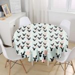 - MasaYuv-8860-Gorsel1 - Realhomes Renkli Zemin Üzerinde Yaprak Desenli Dijital Baskılı Modern Yuvarlak Masa Örtüsü - Çap 140cm Realhomes