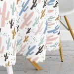 - MasaYuv-8862-Gorsel3 - Realhomes Beyaz Zeminli Renkli Kaktüs Desenli Dijital Baskılı Modern Yuvarlak Masa Örtüsü - Çap 140cm Realhomes