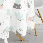 - MasaYuv-8864-Gorsel3 - Realhomes  Beyaz Zemin Üzerinde Kaktüs Desenli Dijital Baskılı Modern Yuvarlak Masa Örtüsü - Çap 140cm Realhomes