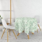 Rengarenk Zemin Üzerinde Siyah Beyaz Çiçek Desenli Modern Yuvarlak Masa Örtüsü - Çap 140cm Realhomes