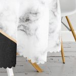 - MasaYuv-8902-Gorsel3 - Realhomes Renkli Geometrik Desenli Mermer Motifli Dijital Baskılı Modern Yuvarlak Masa Örtüsü - Çap 140cm Realhomes