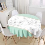 Renkli Geometrik Desenli Mermer Motifli Dijital Baskılı Modern Yuvarlak Masa Örtüsü - Çap 140cm Realhomes