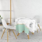 Renkli Geometrik Desenli Mermer Motifli Dijital Baskılı Modern Yuvarlak Masa Örtüsü - Çap 140cm Realhomes