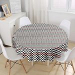 Mermer Zeminli Renkli Geometrik Zigzag Desenli Modern Yuvarlak Masa Örtüsü - Çap 140cm Realhomes