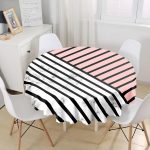 - MasaYuv-8909-Gorsel1 - Realhomes  Renkli Geometrik Desenli Mermer Motifli Dijital Baskılı Modern Yuvarlak Masa Örtüsü - Çap 140cm Realhomes