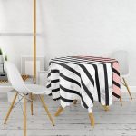 - MasaYuv-8909-Gorsel2 - Realhomes  Renkli Geometrik Desenli Mermer Motifli Dijital Baskılı Modern Yuvarlak Masa Örtüsü - Çap 140cm Realhomes