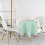 - MasaYuv-8912-Gorsel2 - Realhomes Renkli Geometrik Desenli Mermer Motifli Dijital Baskılı Modern Yuvarlak Masa Örtüsü - Çap 140cm Realhomes