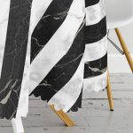 Mermer Zeminli Siyah Çizgili Dijital Baskılı Modern Yuvarlak Masa Örtüsü - Çap 140cm Realhomes