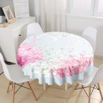 Pastel Zeminli Rengarenk Ortanca Çiçek Dijital Baskılı Modern Yuvarlak Masa Örtüsü - Çap 140cm Realhomes