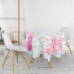 Pastel Zeminli Rengarenk Ortanca Çiçek Dijital Baskılı Modern Yuvarlak Masa Örtüsü - Çap 140cm Realhomes