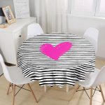 Sevgililer Günü Temalı Özel Tasarım Dijital Baskılı Modern Yuvarlak Masa Örtüsü - Çap 140cm Realhomes