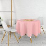 - MasaYuv-9055-Gorsel2 - Realhomes Sevgililer Günü Temalı Özel Tasarım Dijital Baskılı Modern Yuvarlak Masa Örtüsü - Çap 140cm Realhomes