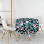 Çiçek Desenli Dijital Baskılı Yuvarlak Masa Örtüsü - Çap 140cm Realhomes