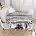 Sevgililer Günü Temalı Özel Tasarım Dijital Baskılı Modern Yuvarlak Masa Örtüsü - Çap 140cm Realhomes