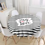 Sevgililer Günü Temalı Özel Tasarım Dijital Baskılı Modern Yuvarlak Masa Örtüsü - Çap 140cm Realhomes