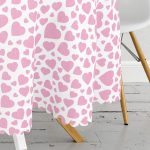 Sevgililer Günü Temalı Özel Tasarım Dijital Baskılı Modern Yuvarlak Masa Örtüsü - Çap 140cm Realhomes