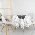 - MasaYuv-9266-Gorsel2 - Realhomes  Mermer Zeminde Geyik Motifli Özel Tasarım Yuvarlak Masa Örtüsü - Çap 140cm Realhomes