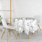 - MasaYuv-9267-Gorsel2 - Realhomes  Mermer Zeminde Now Yazılı Özel Tasarım Yuvarlak Masa Örtüsü - Çap 140cm Realhomes